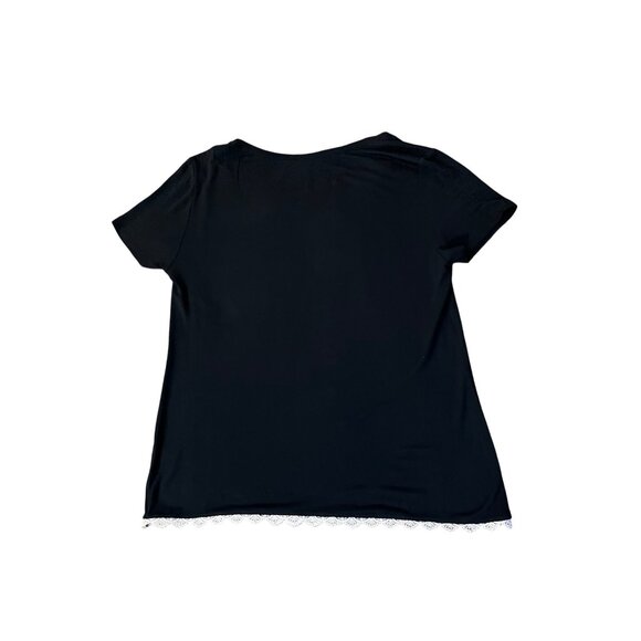 Cato T-Shirt Womens M Used Black Beige Lace - Picture 4 of 13